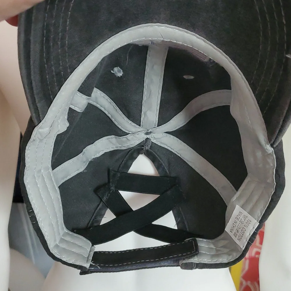 New Ametican Flag Gray Distressed Hat Ball Cap.